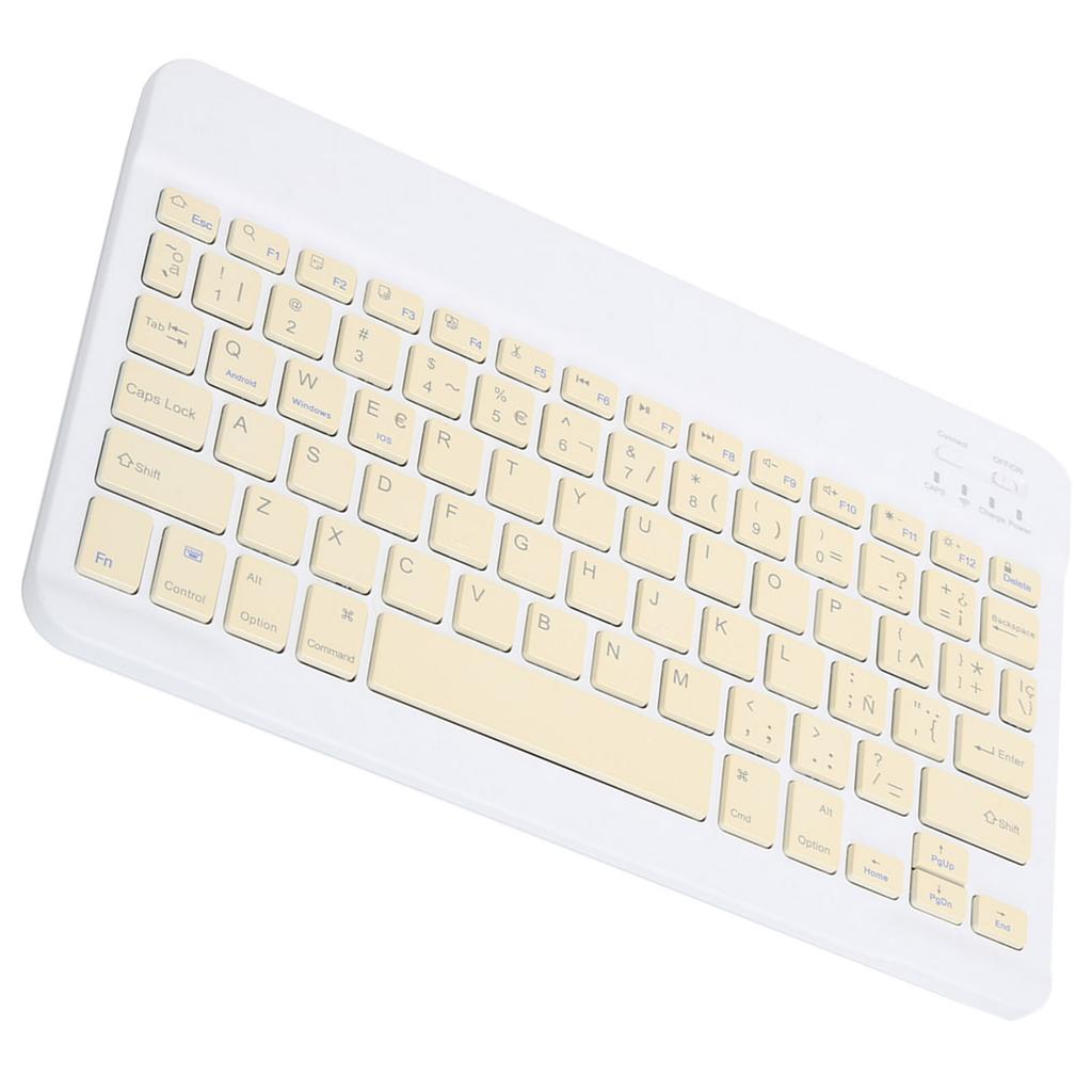 Portable Mini Wireless Bluetooth Keyboard Spanish for IpadSamsungXiaomiHuawei Tablet PCYellow