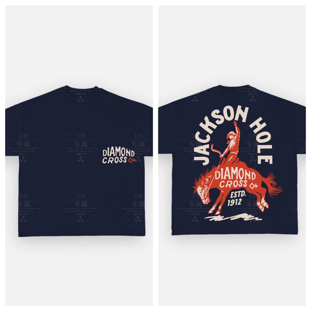 Хлопковая футболка Diamond Cross Ranch Унисекс Мужская Женская Летняя с коротким рукавом Модный топ Повседневная Винтажная мода Ежедневная Винтажная футболка