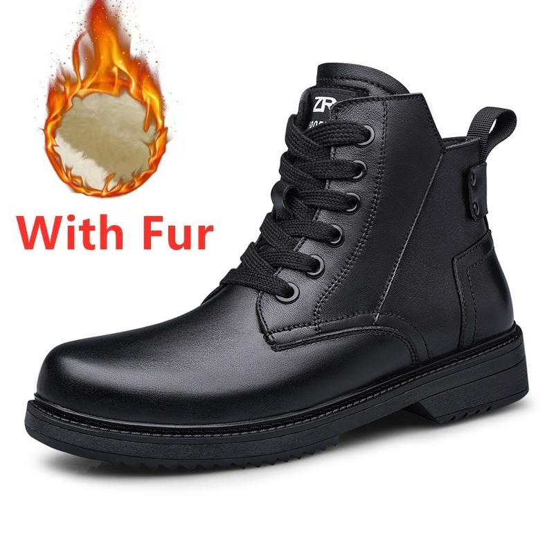 Мужские мотоциклетные ботинки из натуральной кожи, новое поступление, теплые плюшевые меховые зимние ботинки, модные мотоциклетные ботильоны, роскошные зимние ботинки