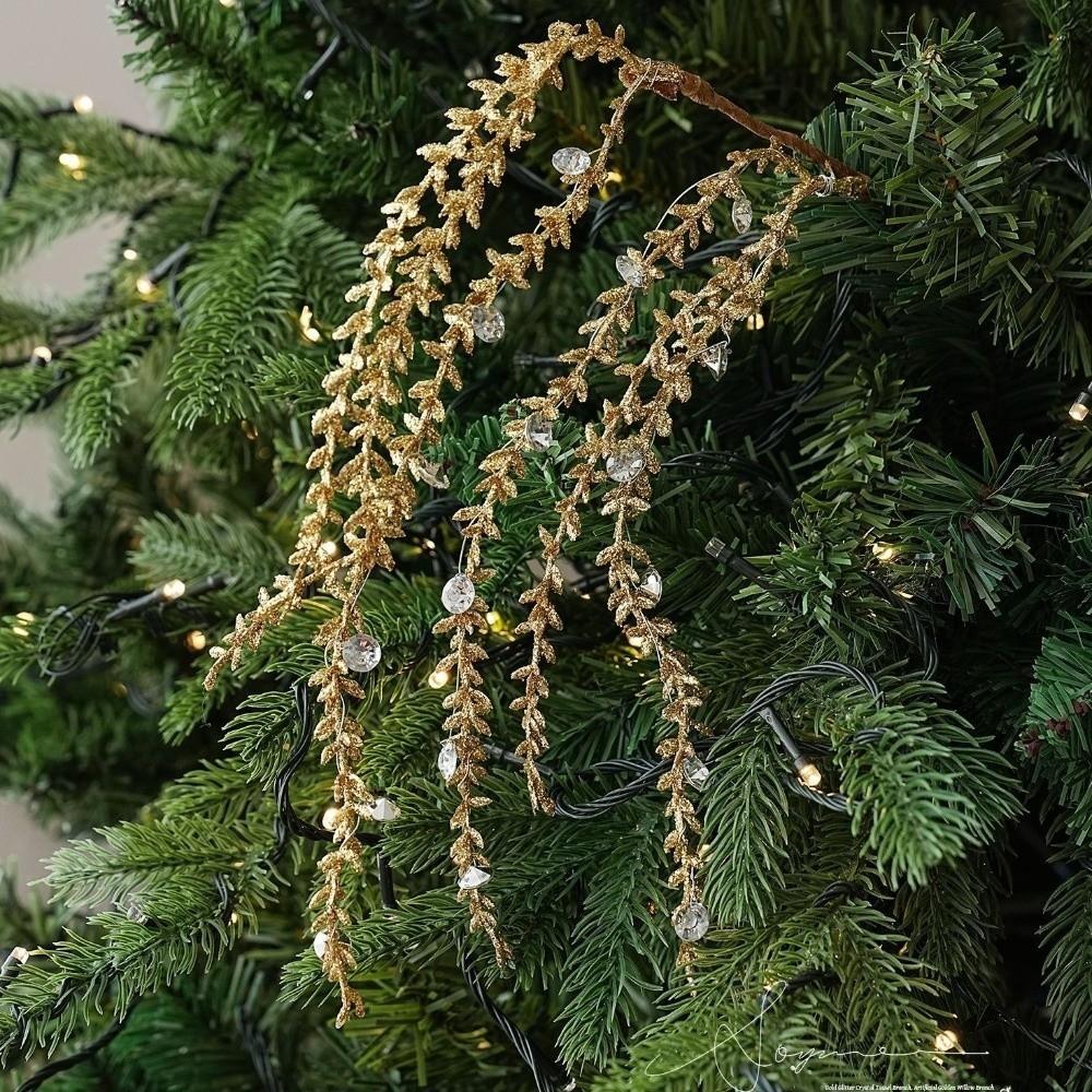 Realistic Christmas Weeping Spray Pick Multi-Beaded Xmas Tree Crystal Branches Party Decoration
