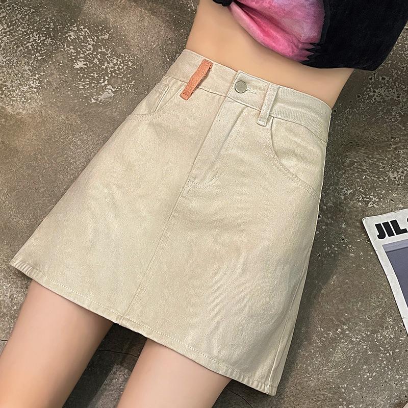 Летняя джинсовая юбка для женщин с небольшим А-силуэтом, юбка для девочек с карманами ручной работы и джинсовая юбка ручной работы