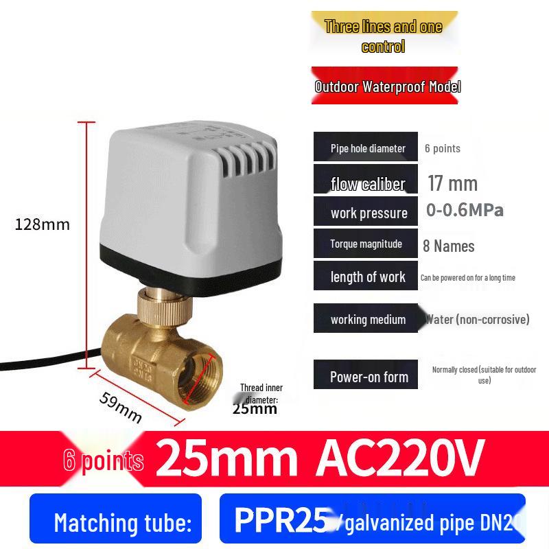 220V DN15 Copper Threaded Electric Ball Valve for Water Control