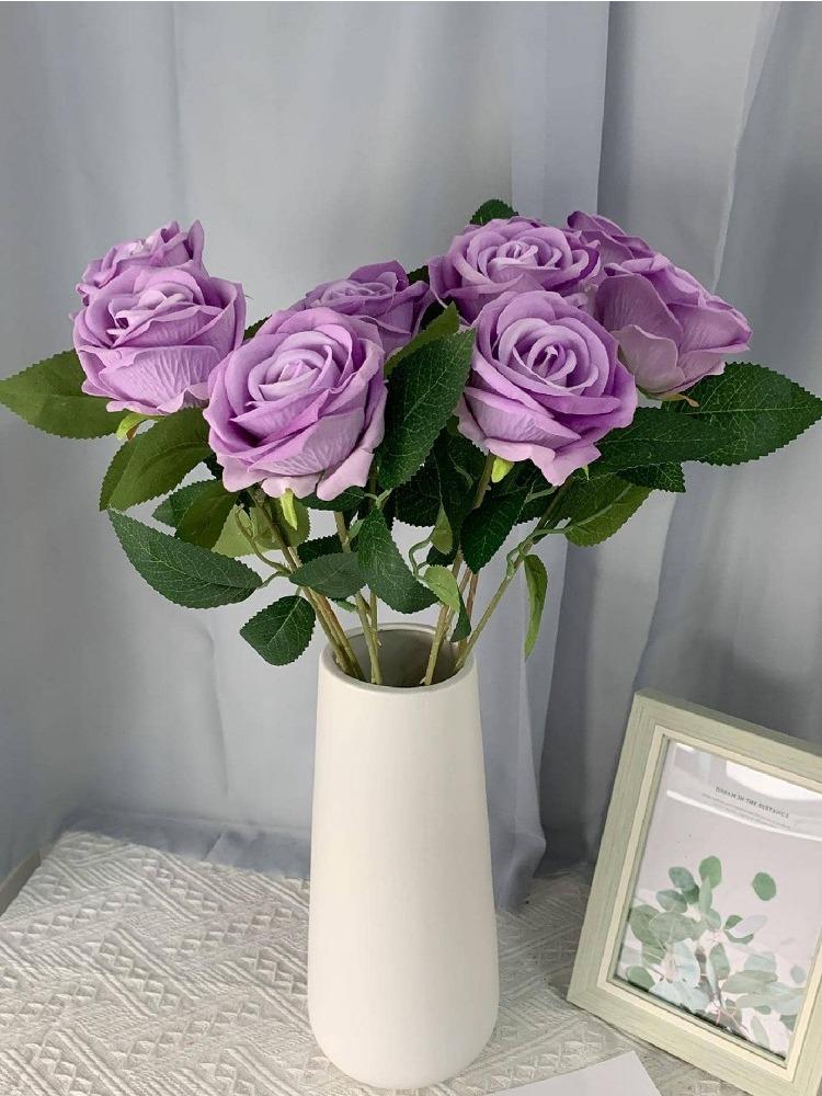 6 шт. искусственные розы открытый букет искусственные розы искусственные цветы для свадьбы домашний стол гостиная балкон декор подоконника