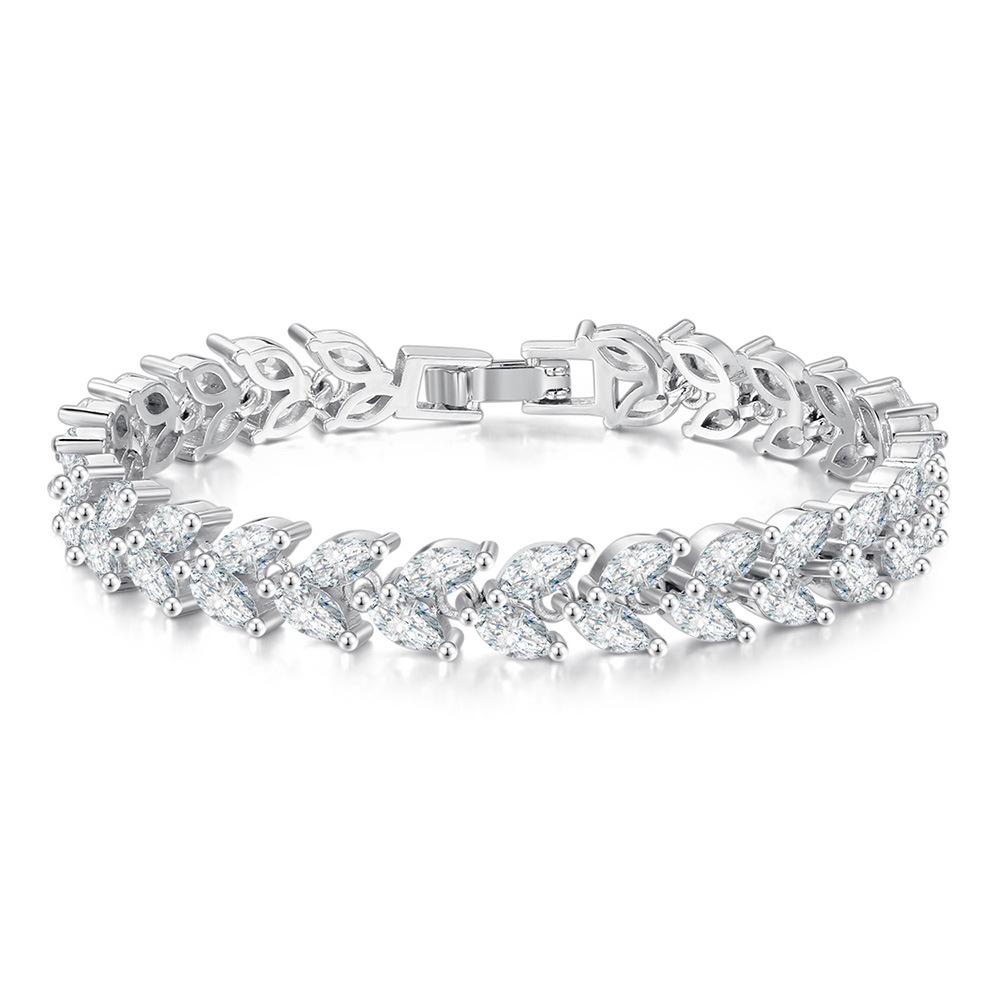 European and American Popular Heavy-duty Marquise Stone Bracelet Female Luxury Full Diamond Crystal Zircon Jewelry Exquisite Flash Diamond