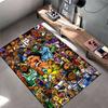 Area Rug, NBA Superstars Cartoon Collage All Teams Players Tatum LeBron Luka SGA Black Print, Fan Cave Decor, Non-Slip Mat
