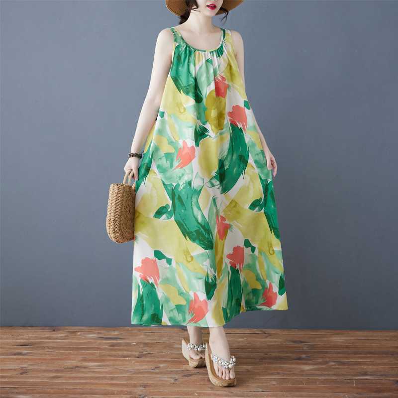 Женское свободное шифоновое платье средней длины, длинная юбка