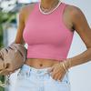 Женская летняя модная сексуальная однотонная модная майка без рукавов с круглым вырезом, футболка, топ