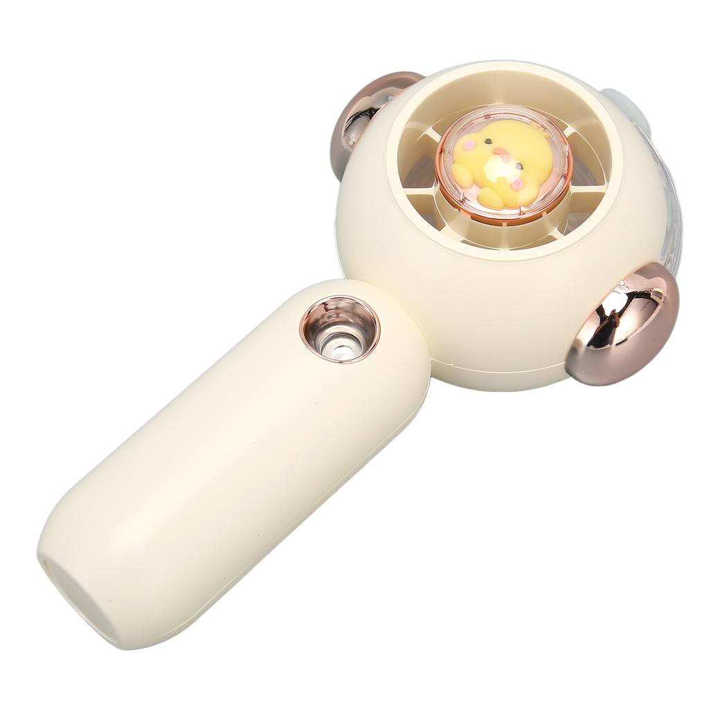 Handheld Fan Creamy White 3 Speed Mode Mist Spray USB Charge Base Design Mini Portable Fan for Home 