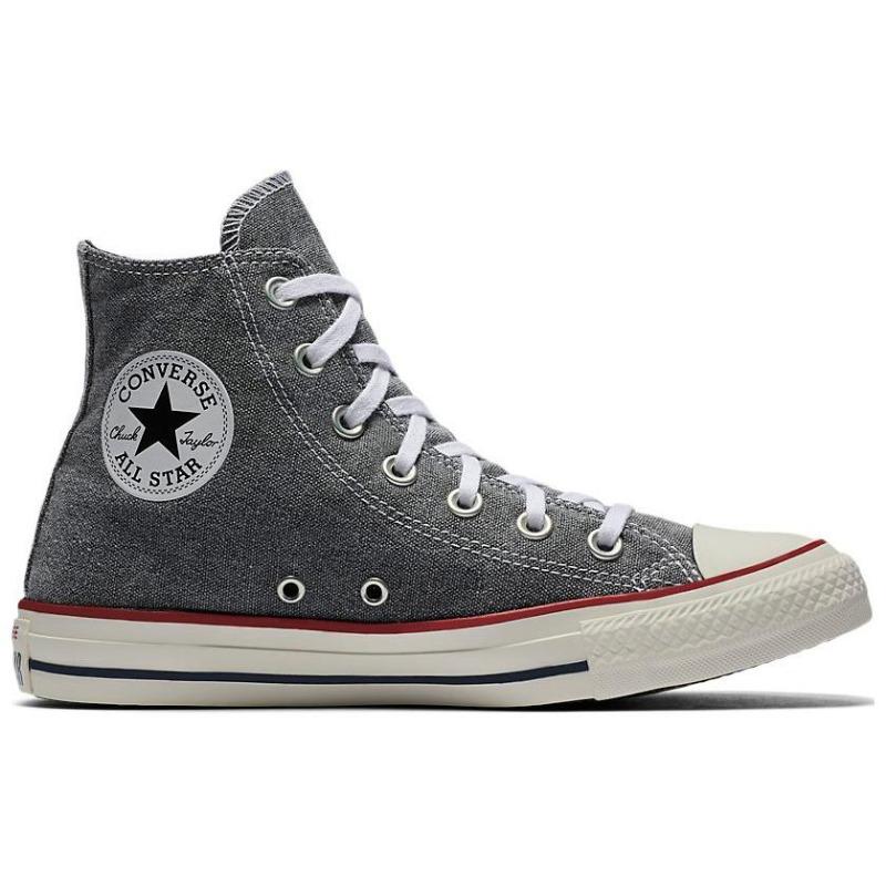 Converse Chuck Taylor All Star Stone Wash Unisex High Canvas Shoes Comfort Versatile Wear-resistant Gray Black 159537C