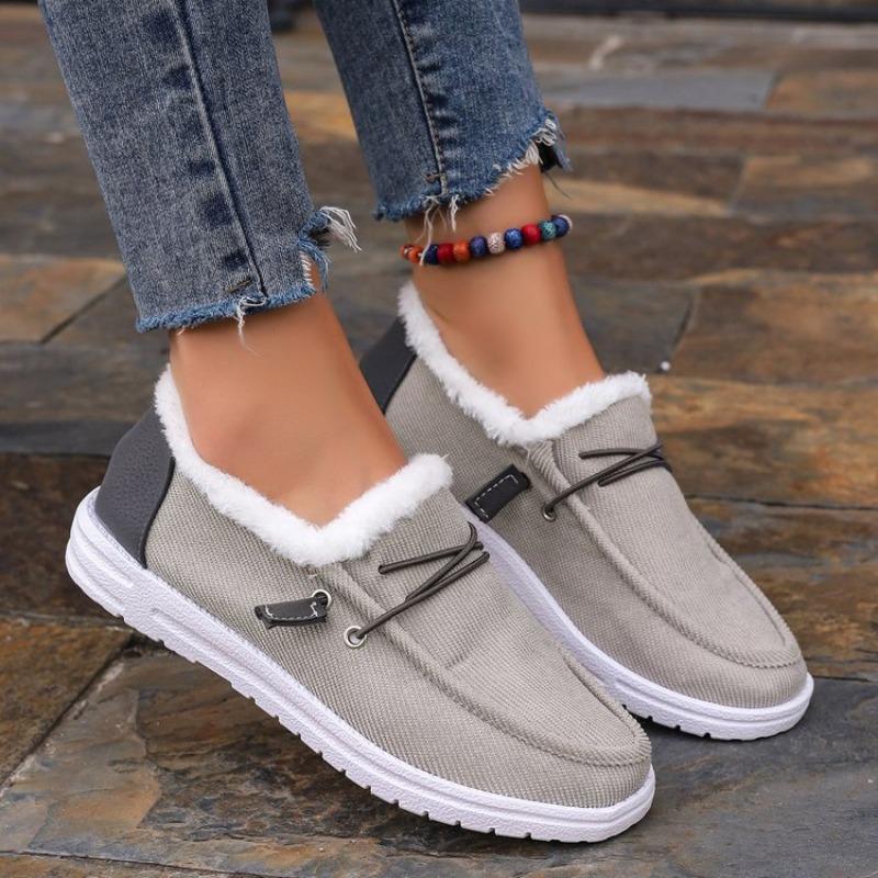 Plus Size Shoes for Women 36-43 Winter Fashion Lace Up Platform Warm Plush Flats Sneakers Comfortable Non-slip Footwear