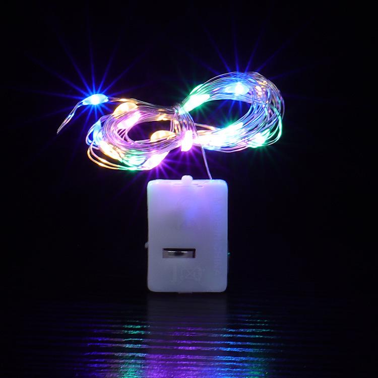 LED Flower String Lights: Colorful Copper Wire Christmas Tree Decoration with Small Battery Box