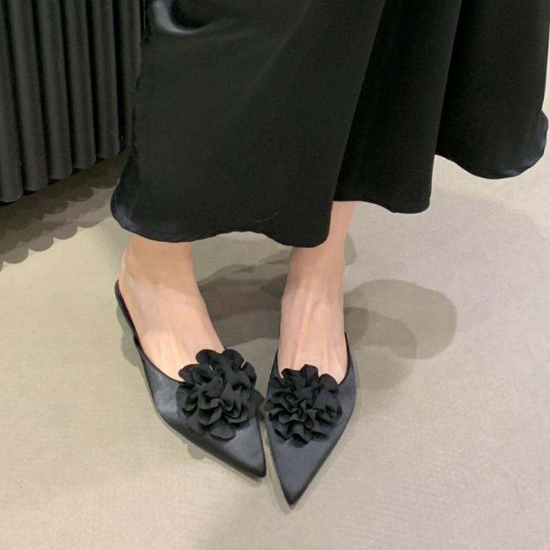 Мода Bailamos Мода Сексуальный Цветочный Острый Носок Тонкий Низкий Каблук Туфли-Лодочки Женские Элегантные Свадебные Мюли Обувь Слипоны Тапочки Zapatos De Muje