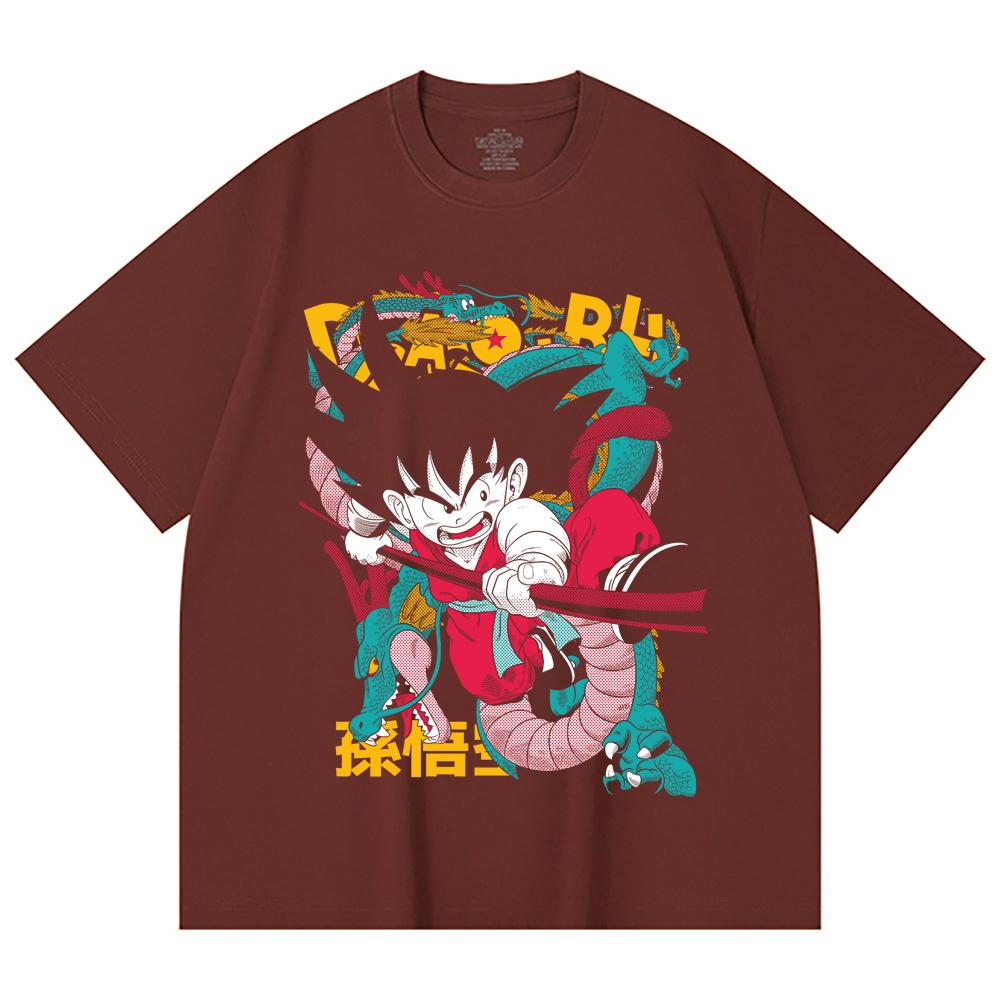 230 г/м² 100% хлопок Dragon Ball V35 Принт Goku Унисекс Тяжелая хлопковая футболка