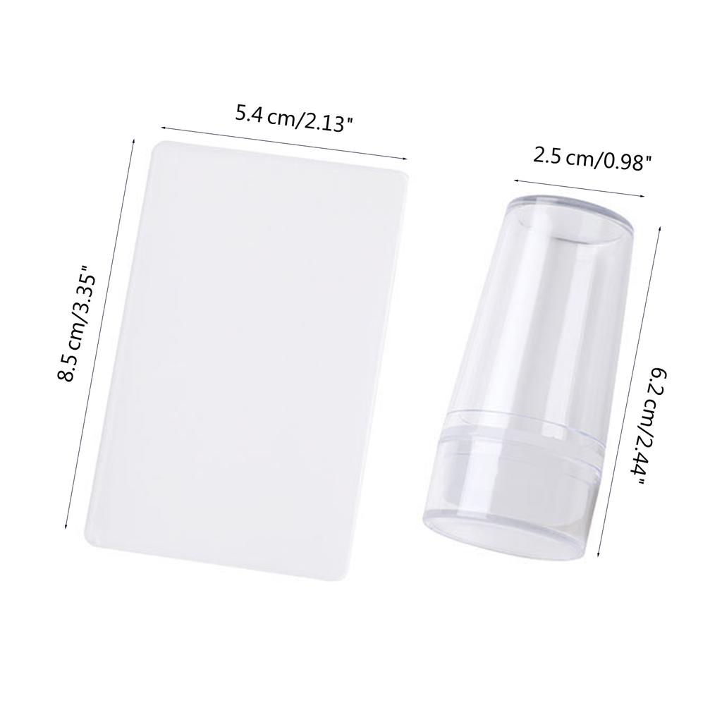 Transparent Nail Stamper with Scraper Silicone Stamp for French Nails Manicuring Kits Nail Art Stamping Tool