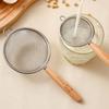 Flour Sieve Stainless Steel Fine Mesh Strainer Wooden Handle Residue Filter Spoon Colander Kitchen Pastry Baking Tools