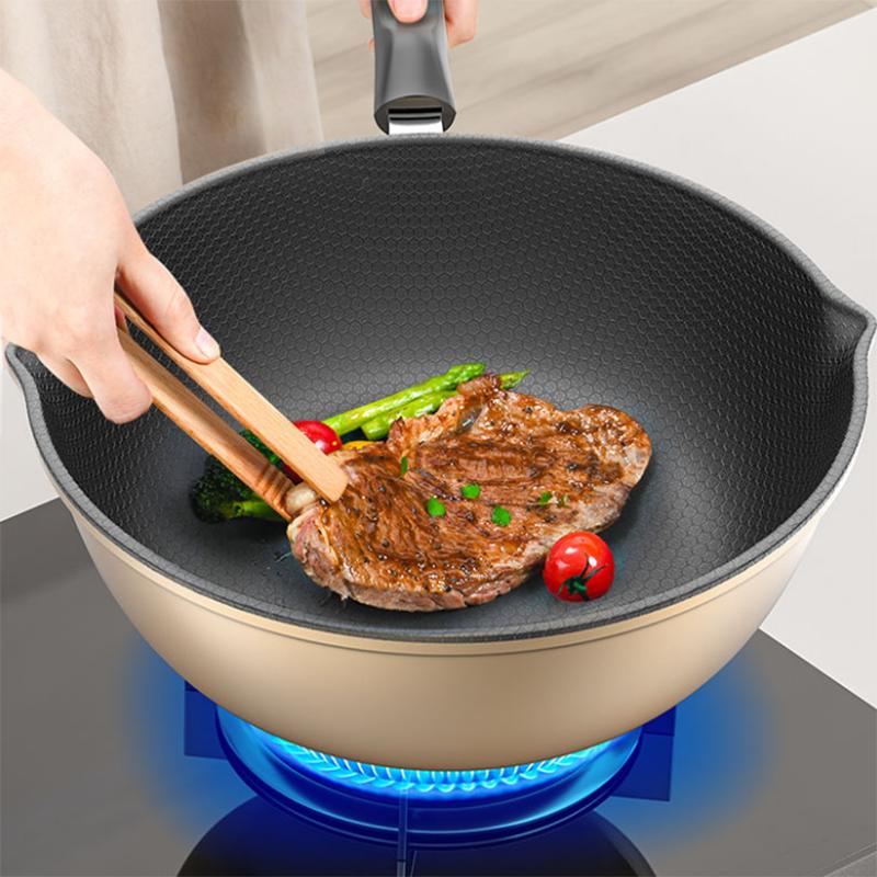 Сковорода вок с антипригарным покрытием, бытовая сковорода, индукционная плита, газовая плита, сковорода, многоцелевая сковорода