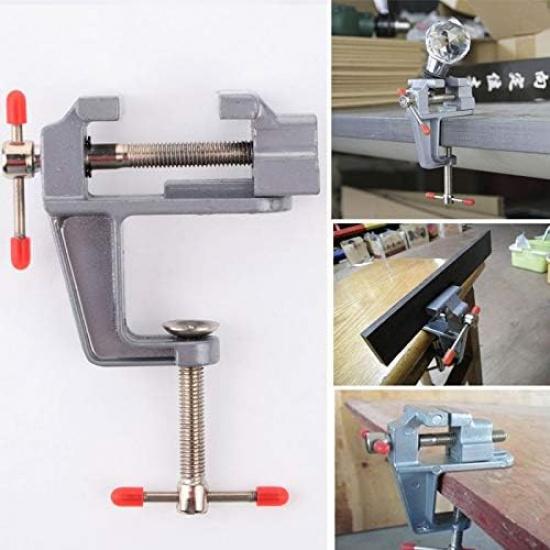 Mini Table Vise, Clamp Small Bench Vice New Upgraded 3.5" Miniature Jewelers Hobby Clamp On Table Bench Vise Tool for