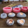 Handmade Diy Candle Mold Candlestick Cement Concrete Silicone  Lotus Heart-shaped Aromatherapy Plaster Ornaments Drop Glue
