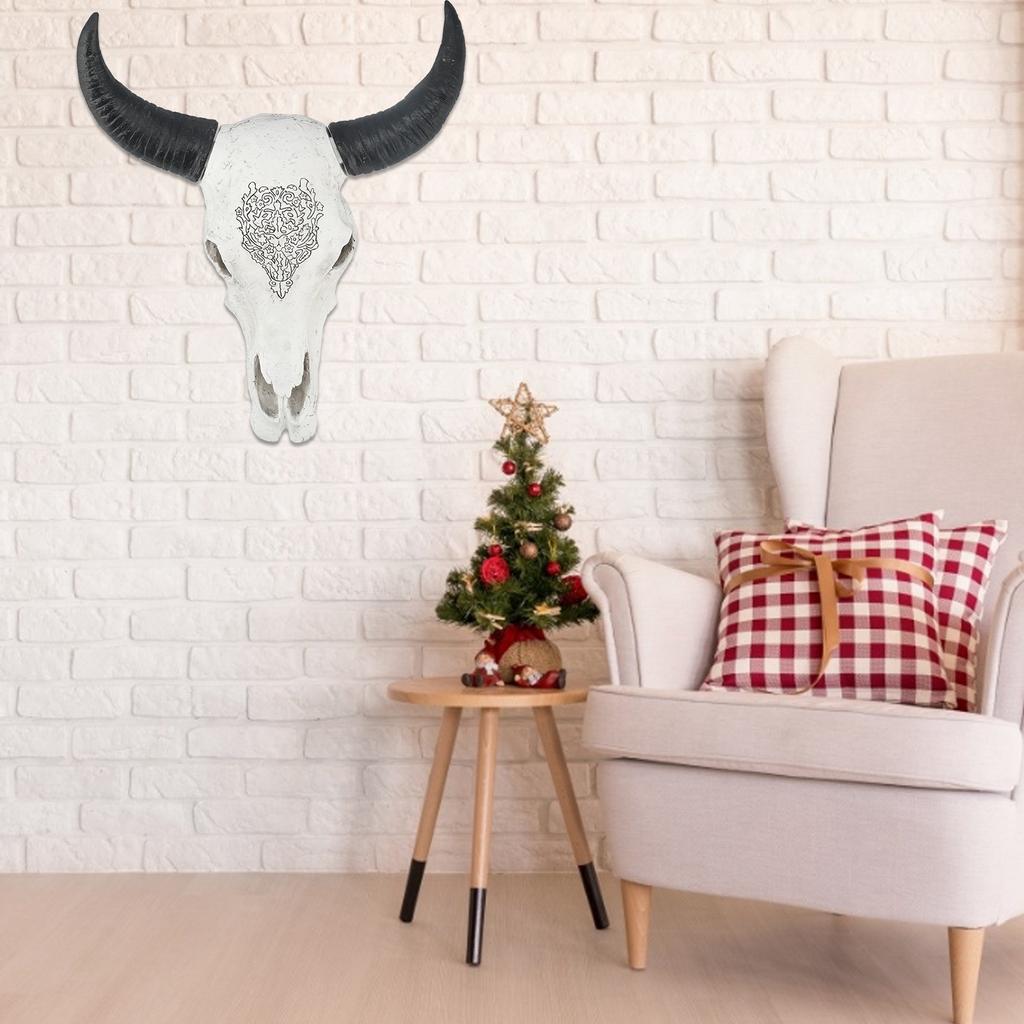 Смола Голова Быка Настенное Украшение Длинный Рог Скульптура Животного Фон Стена Домашнего Орнамента