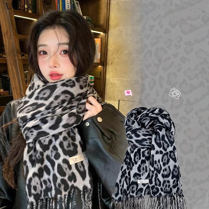 Сексуальный леопардовый женский зимний теплый шарф с кисточками шаль кашемировый платок пашмина хиджабы женские шарфы накидки