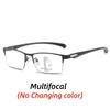 Anti-Blue Light Photochromic Far Sight Glasses Multifocal Reading Glasses  Men'S Half Frame Business Presbyopia Glasses