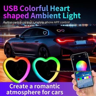 Семицветная USB-подсветка-сердце для автомобильных окон