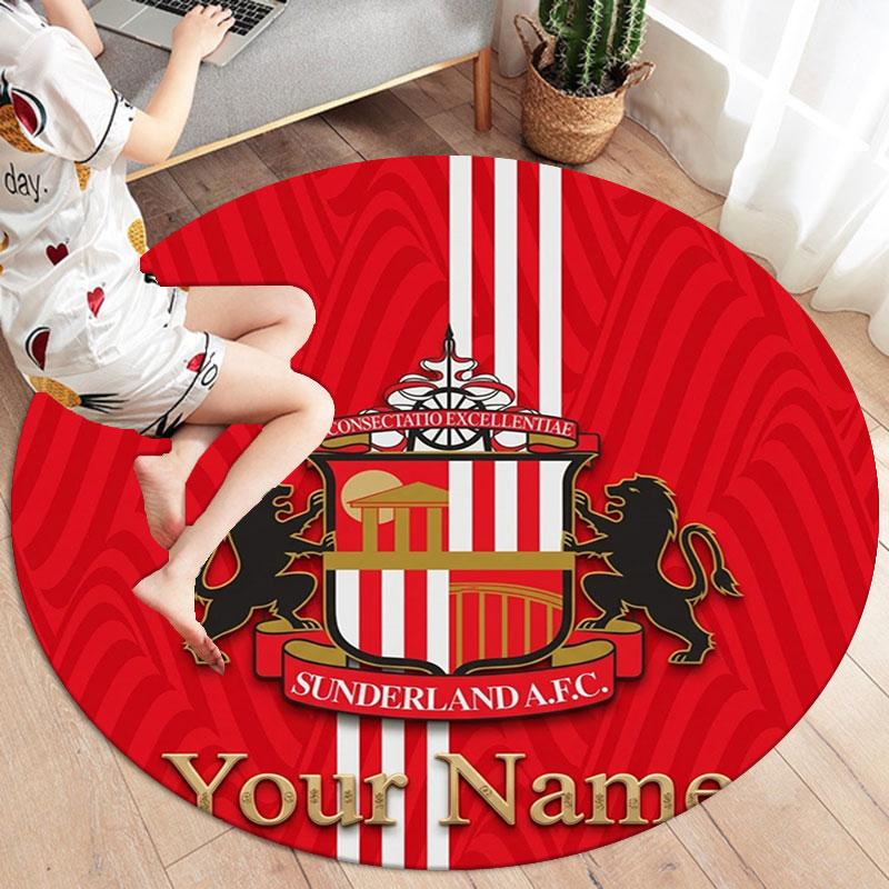 Sunderland A.F Custom Name Round Area Rug,Carpet Rug for Living Room Bedroom Sofa Playroom Decor,Non-slip Floor Mat