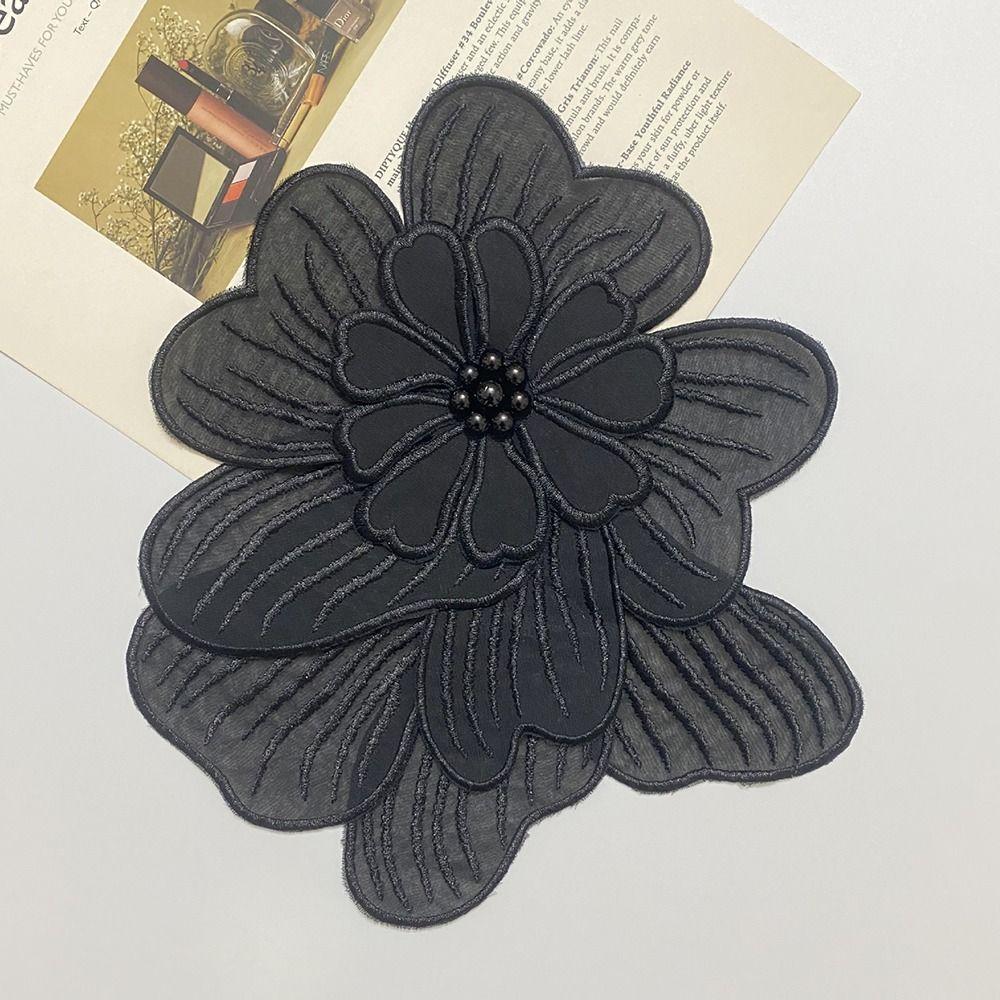 Аксессуары для одежды Нашивки с жемчужными цветами, вышитые цветочные нашивки Нашивки с вышивкой