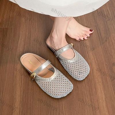 Модные женские шлепанцы большого размера 2025 Лето Полые Дышащие Полушлепанцы Модные Легкие Удобные Повседневные Слипоны Балетки