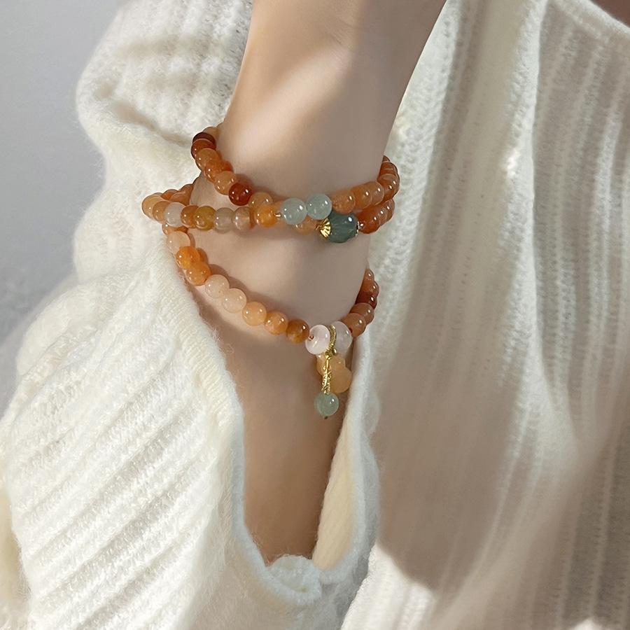 Vintage-style natural stone multi-layer bracelet, versatile gift for girls, suitable for giving to a girlfriend