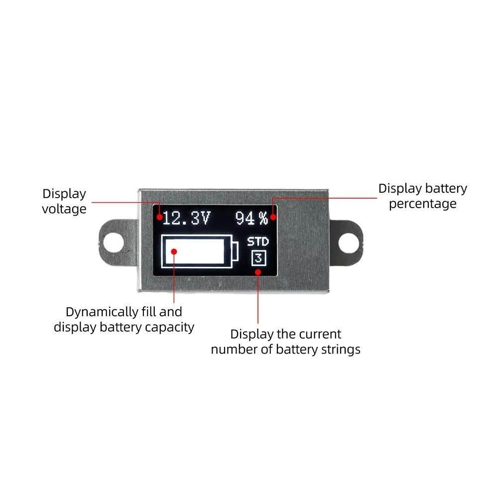 OLED Display Voltage Capacity Meter Adjustable Dual Display Digital Voltage Meter Optional Housing Ultra Thin
