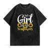 Just A Girl Who Loves Sunflowers Florist Women Sunflower T Shirt Black 4XL vintage Washed designer clothes Versatile graphic
