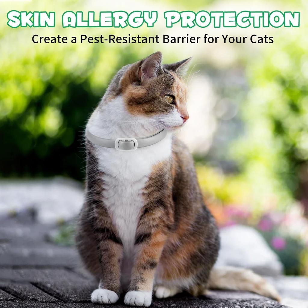 Tick Collar Flea Collar For Cats Effectively Protects Against Skin Allergies Soft And Comfortable Adjustable And Waterproof Suitable For All Cats