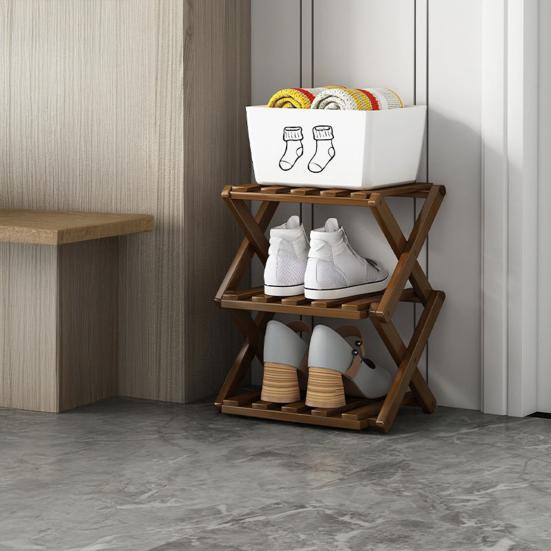Многоуровневая складная бамбуковая полка для обуви без сборки, узкая, экономичная, для прихожей, кладовки, общежития