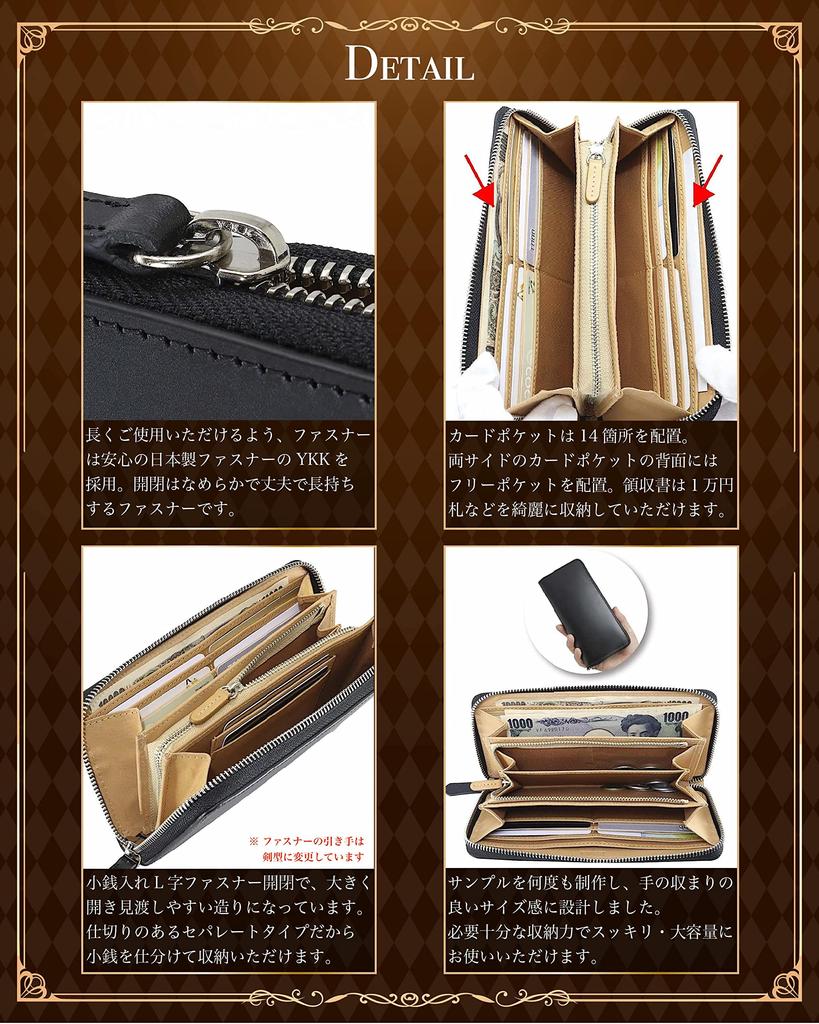 Кошелек King of Leather Buttero Leather Made in Japan Длинный кошелек из натуральной кожи YKK с круглой молнией WL10 [Eredita] Мужской Мужской (зеленый)