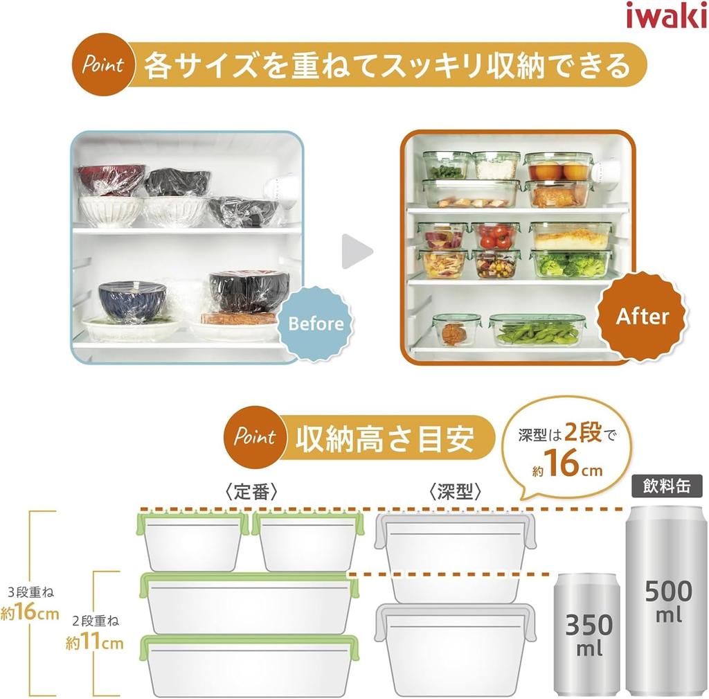 iwaki Glass Storage Saxe Set of Pack F3247HM2BL Heat-Resistant Containers, Blue, Deep, 2, & Range,