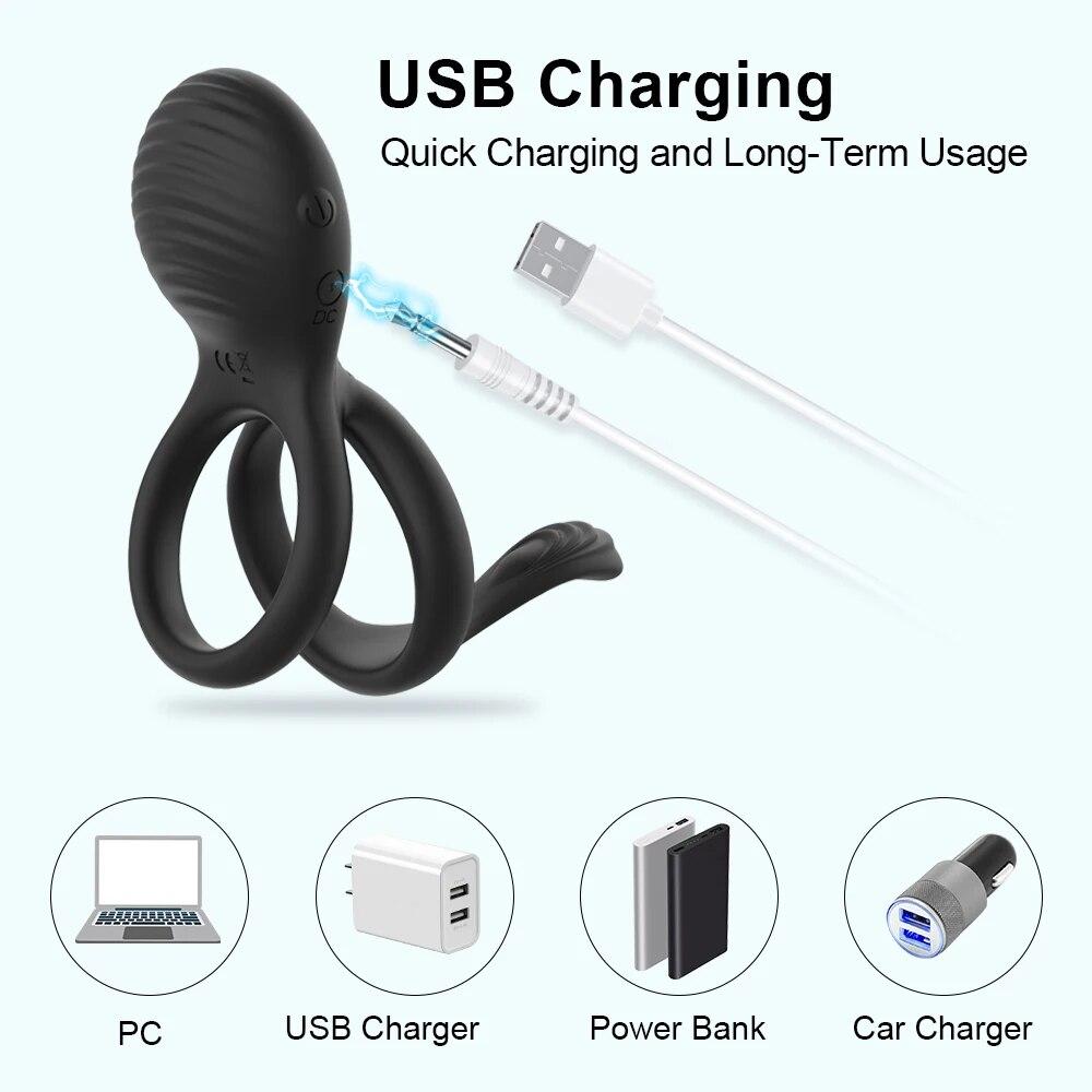 Cockring Vibrator for Men and Woman Wireless Remote Control Penis Rings Delay Ejaculation Sex Toys for Male Chastity Cock Rings