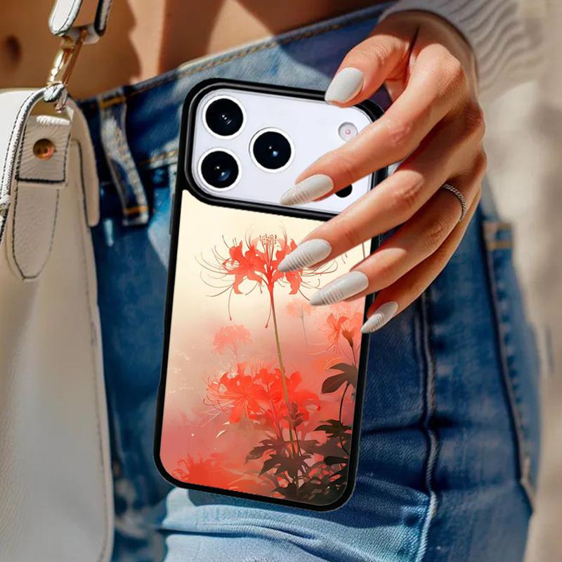 Чехол для телефона с цветком Ликорис лучистый Для iPhone 17 Air 14 15 13 12 Max Чехол Для Apple 16e 11 Pro Max Plus Coque