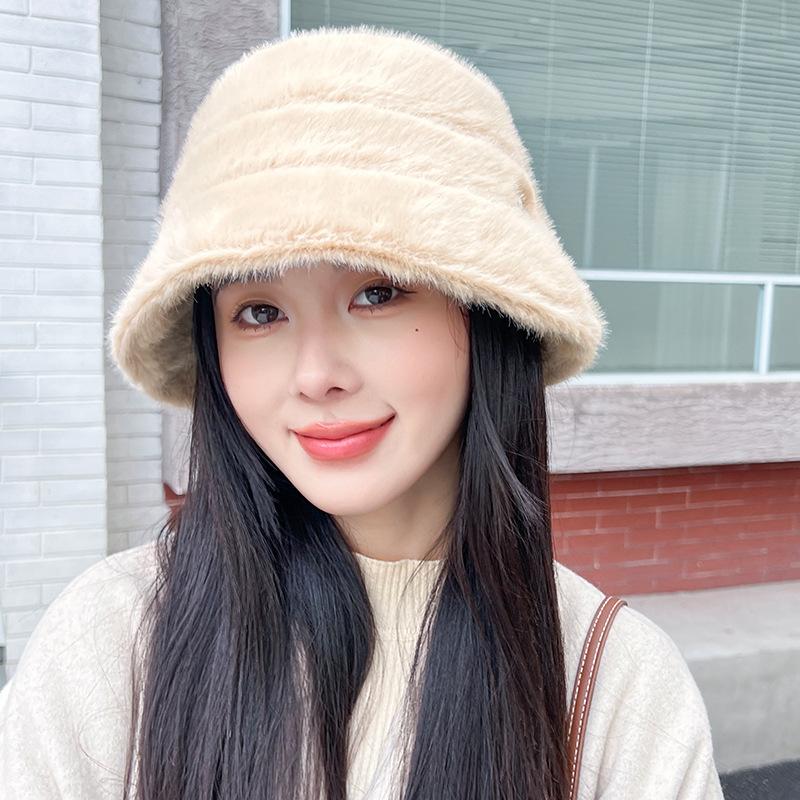 Пушистая зимняя панама в корейском стиле, ветрозащитная шапка для ушей, женская теплая шапка для женщин