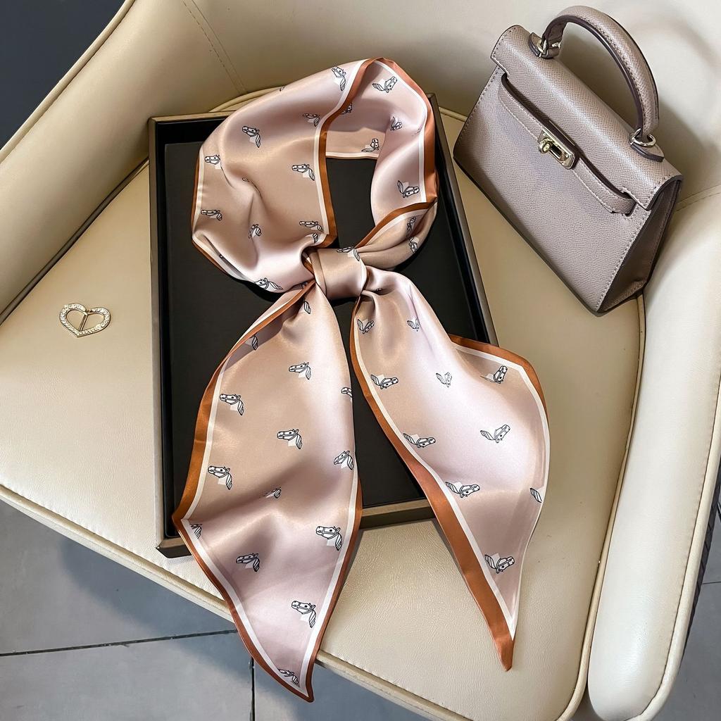 Luxury Summer Silk Shawl Square Scarf for Women Satin Hijab Fashion Wraps Neckerchief Female Hair Bands Ribbon Headband Bandana