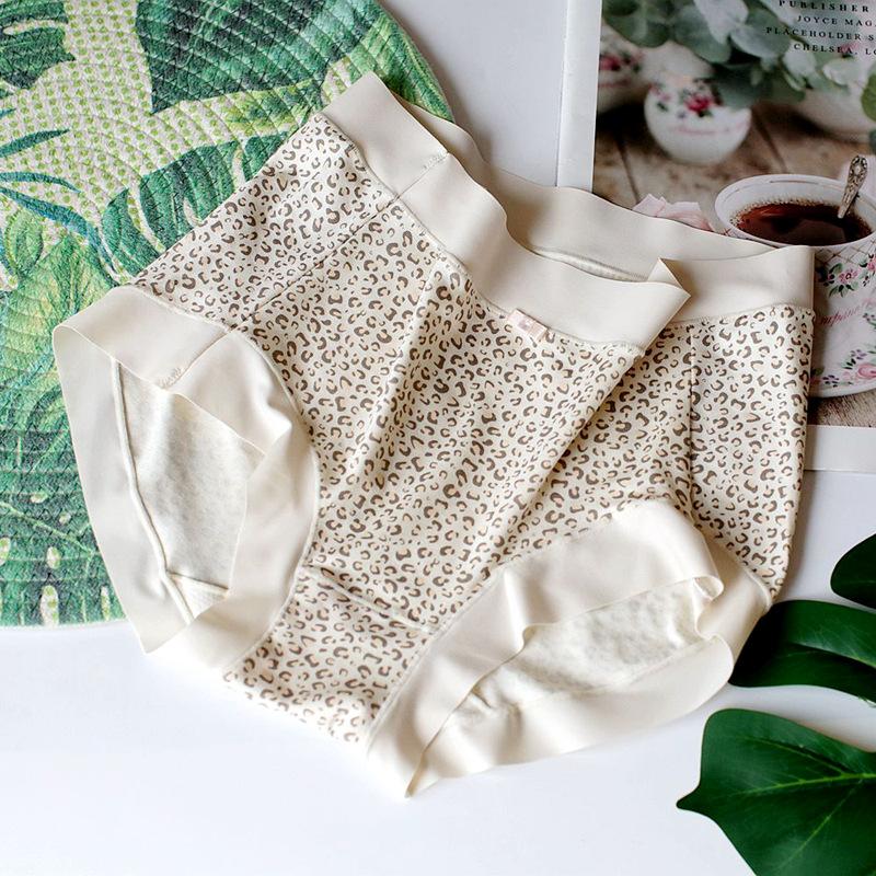 Large Size Underwear Leopard Print High Elasticity Women's Panties Comfortable Hip Wrap Medium High Waisted Panty
