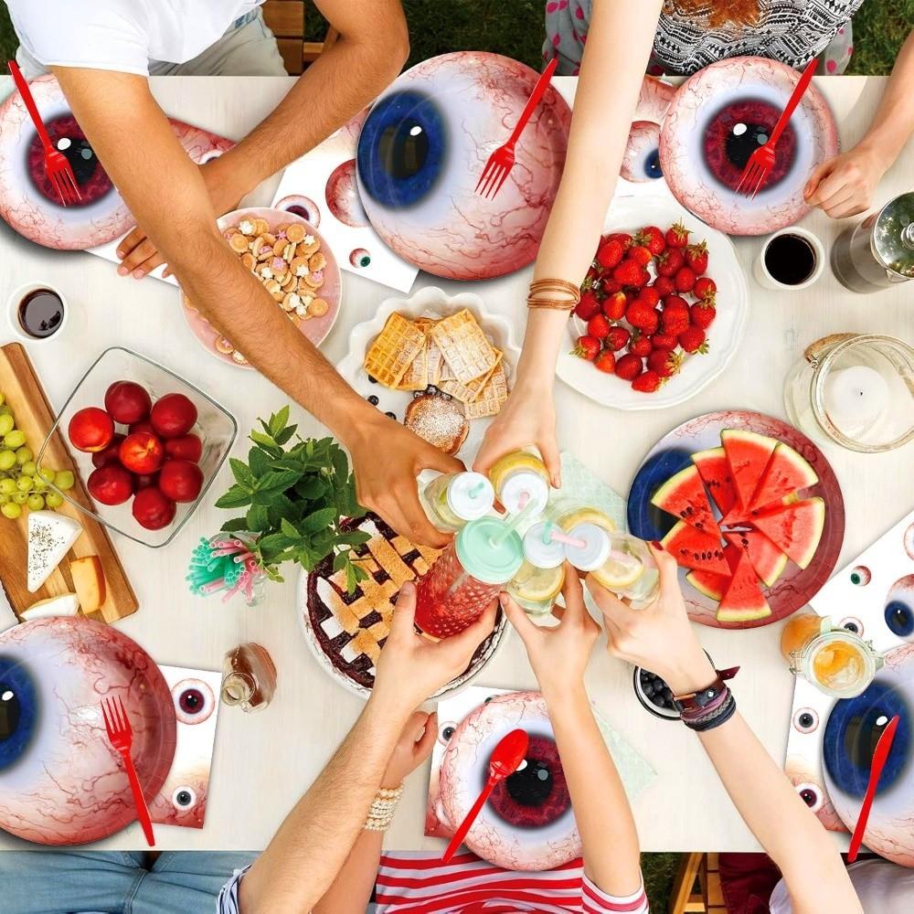 Plates Eyeballs Disposable Tableware Napkin Halloween Party Dinnerware Party Accessories
