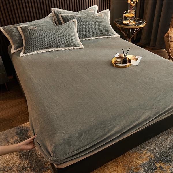 2024 зимняя теплая однотонная фланелевая эластичная простыня на наматраснике, супермягкая и уютная двуспальная кровать размера King Size, простыни