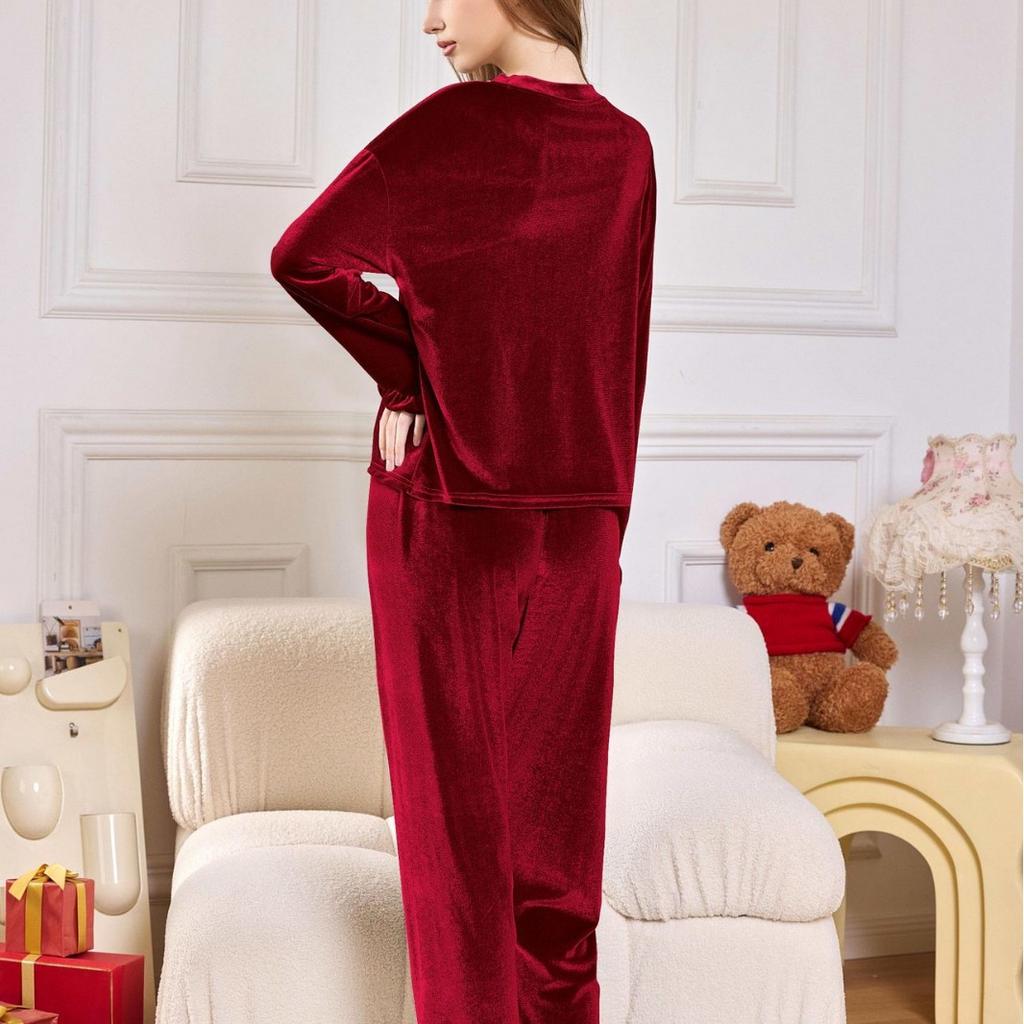 Женский пижамный комплект осень-зима золотой бархат длинные рукава длинные брюки домашняя одежда можно носить на улице мягкий удобный