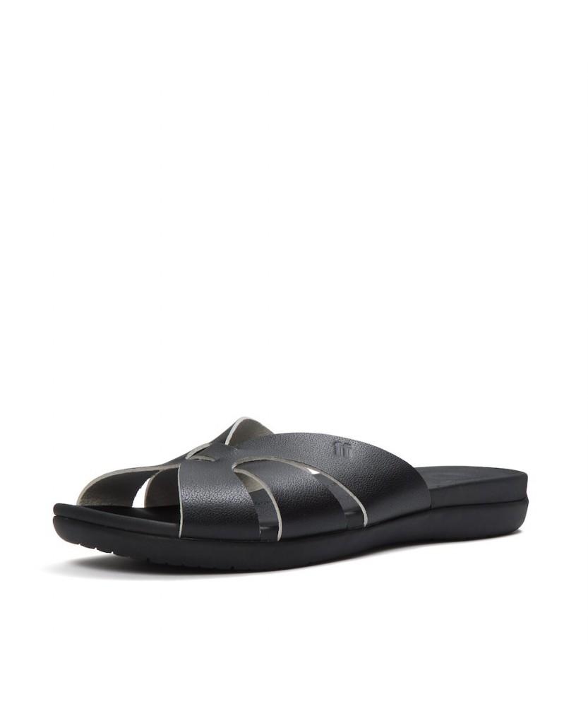 Женские шлепанцы Fitflop Soleil с водонепроницаемым плетеным кожаным верхом - Черные (Ft64K2D265)