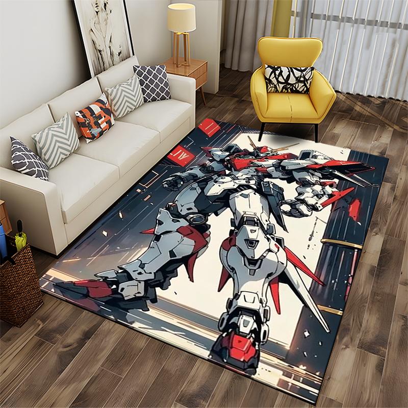 "Robot Mecha Design Carpet with Futuristic Red and White Art" Suitable for use as an anti-slip for living room bedroom sofas