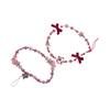 Jewelry Heart Beaded Pink Bow Cellphone Strap Phone Lanyard Phone Case Lanyard Mobile Phone Chain