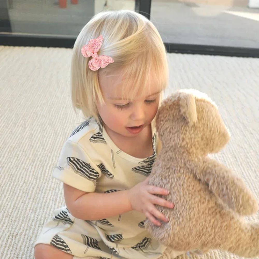 20 шт. 2,7'' Блестящие бантики-бабочки Заколки для волос для девочек Блестящие заколки для волос Зажим для волос Головной убор Детские аксессуары для волос