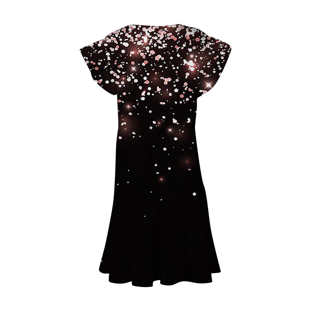 Летнее пляжное платье для женщин, большие размеры, свободная туника с v-образным вырезом, рюшами и короткими рукавами, удобное платье трапециевидной формы с большим подолом