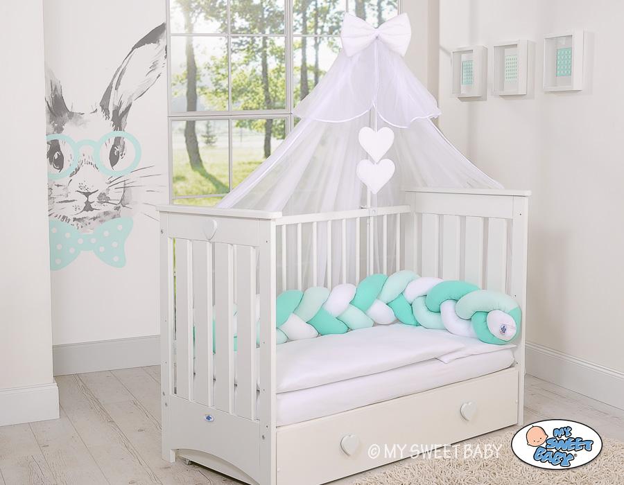 Braided Crib Bumper - White and Mint